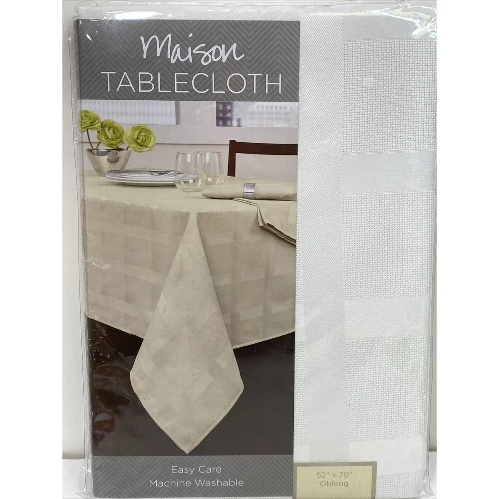 Maison Tablecloth White Fabric Heavy Wrinkle Resistant by Benson Mills